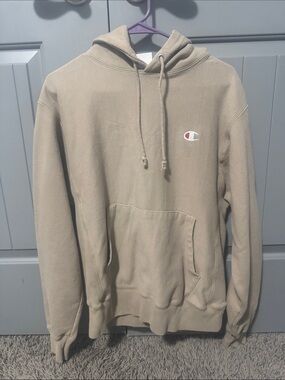 Champion Women's Tan Pullover Hoodie with Embroidered Logo